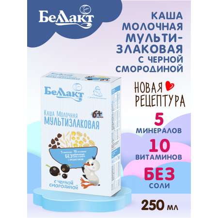 Каша молочная сухая Беллакт мультизлаковая с черной смородиной с пребиотиком 250г Х2