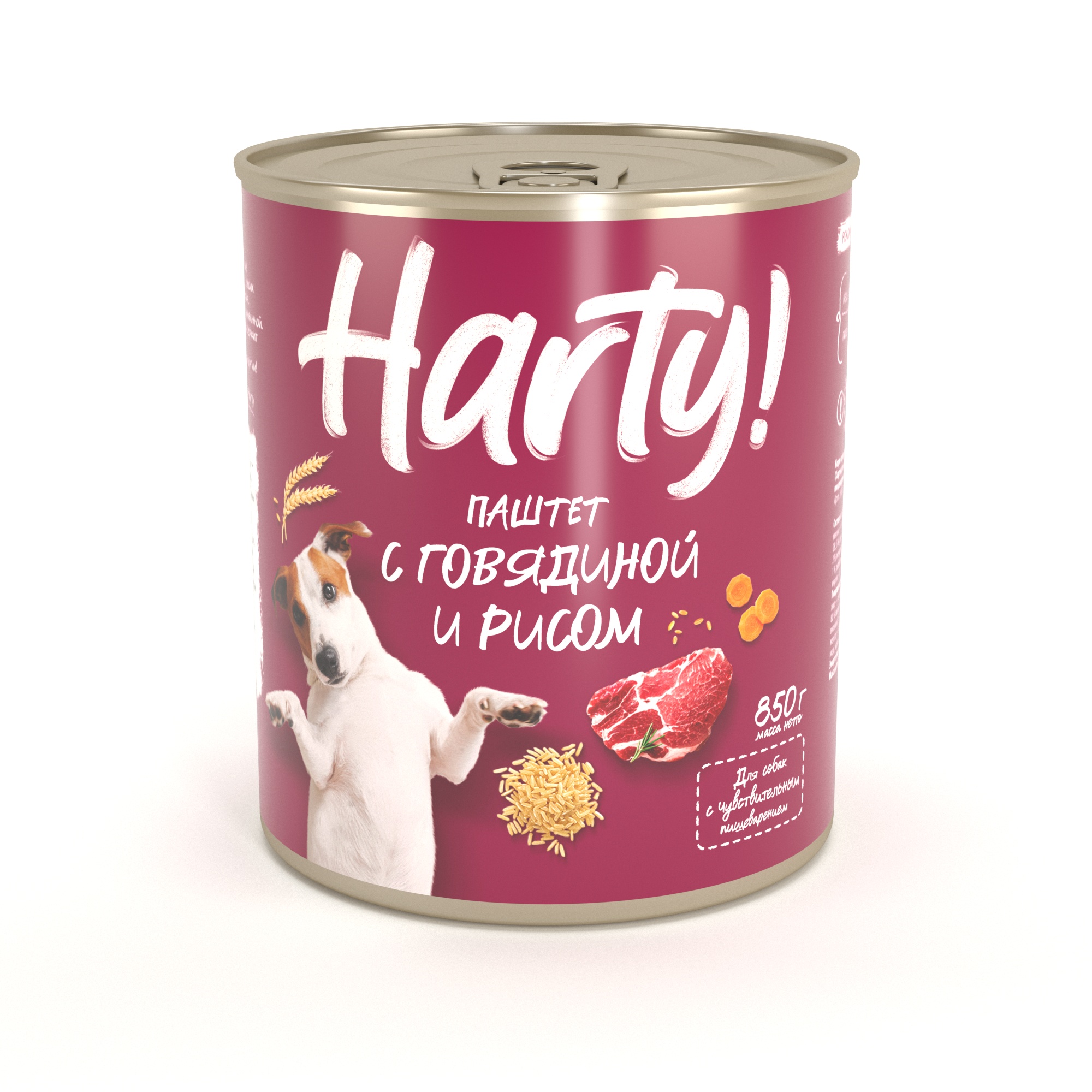 Корм для собак Harty 850г паштет с говядиной и рисом консервированный полнорационный - фото 1