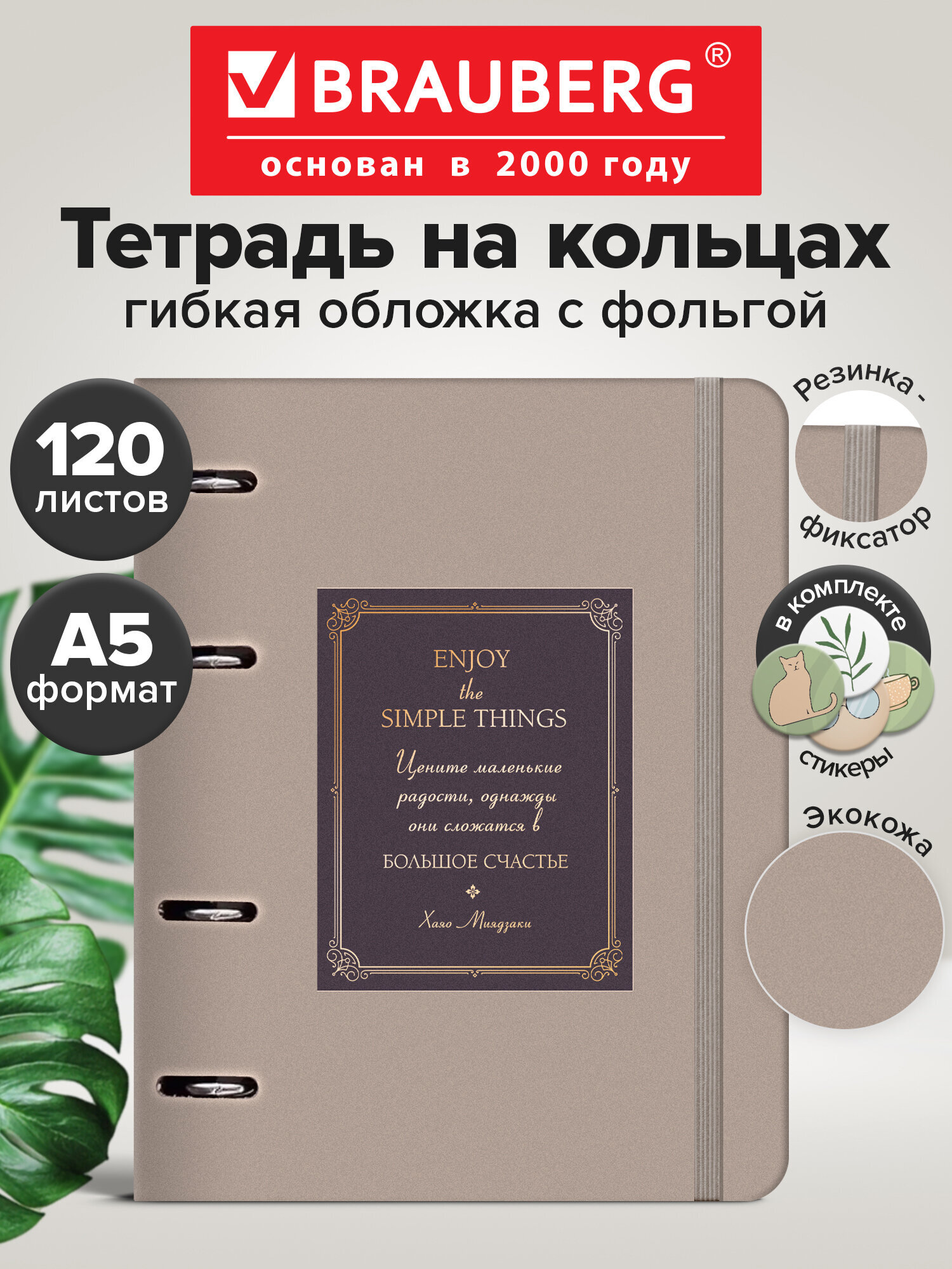 Тетрадь со сменным блоком Brauberg клетка 120 лист. - фото 1