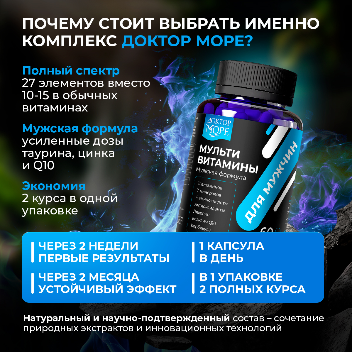 Мульти витамины для мужчин Доктор Море 60 капсул - фото 7