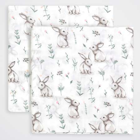 Пелёнка inlovery Зайчики муслин 130x90 см 2 шт.