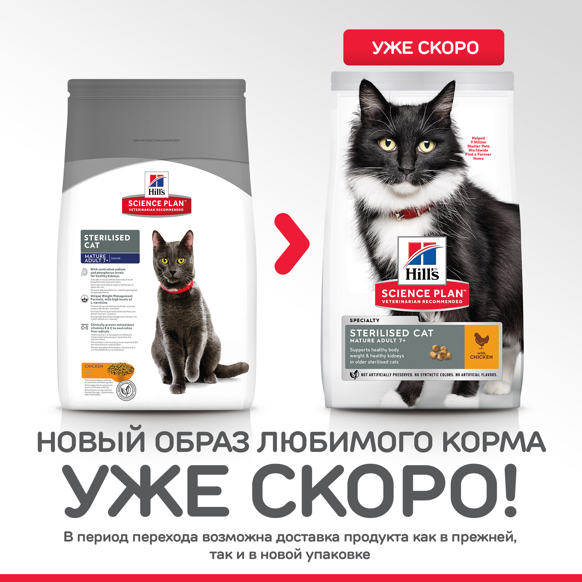 Корм сухой для кошек HILLS 1,5кг Science Plan Sterilised Cat с курицей для стерилизованных старше 7 лет - фото 2