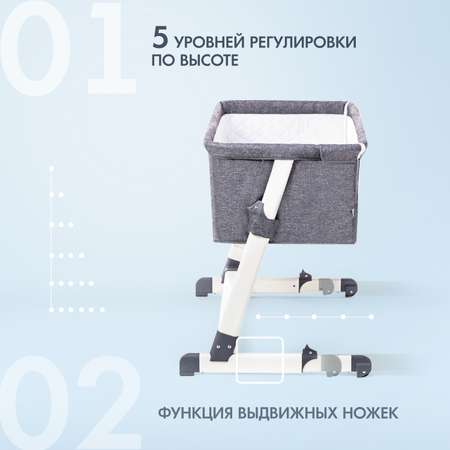 Кроватка Nuovita Accanto приставная Grigio scuro Lino Темно-серый-Лен