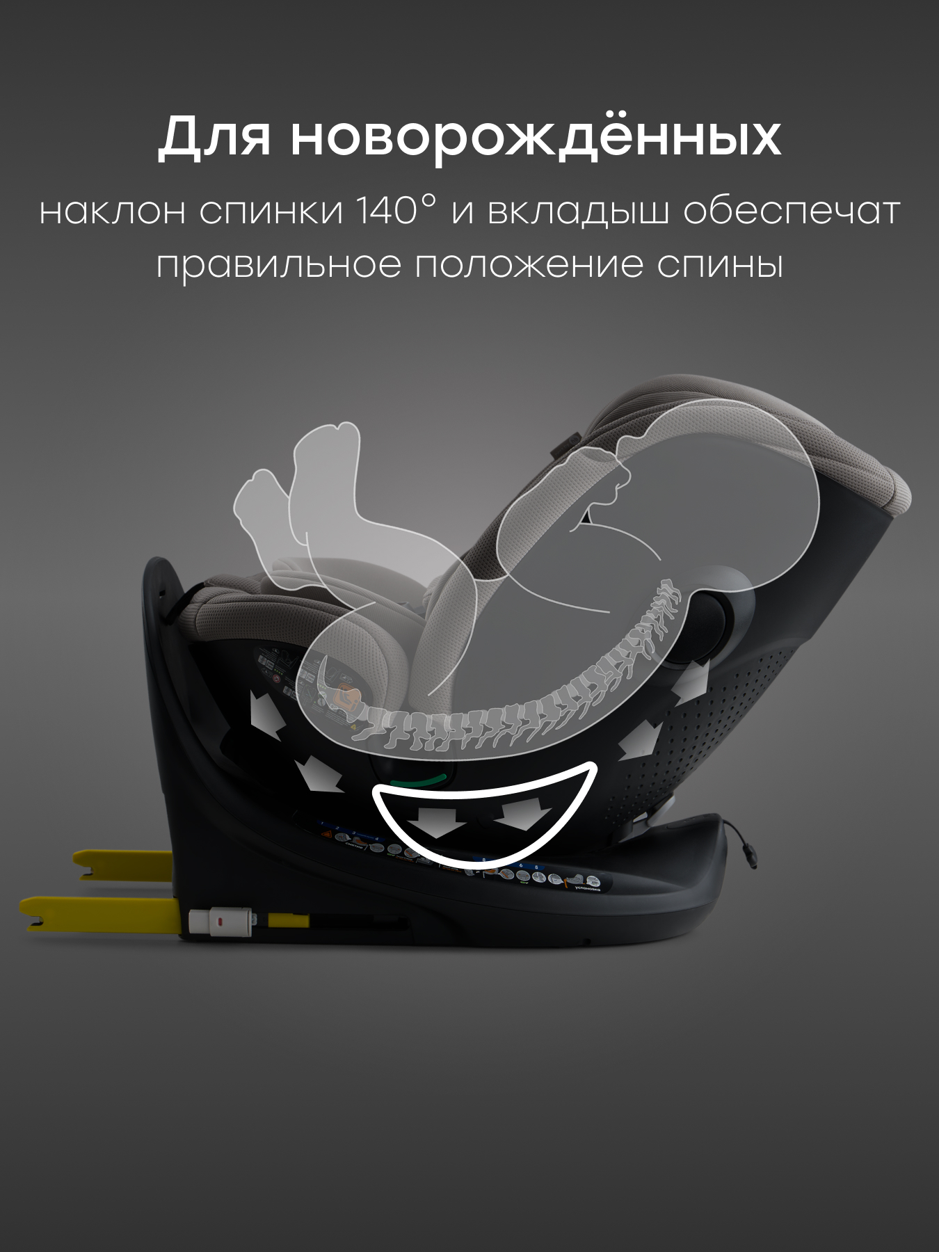 Автокресло Happy Baby Kidster Isofix 0+/1/2/3 (0-36 кг) серый - фото 5