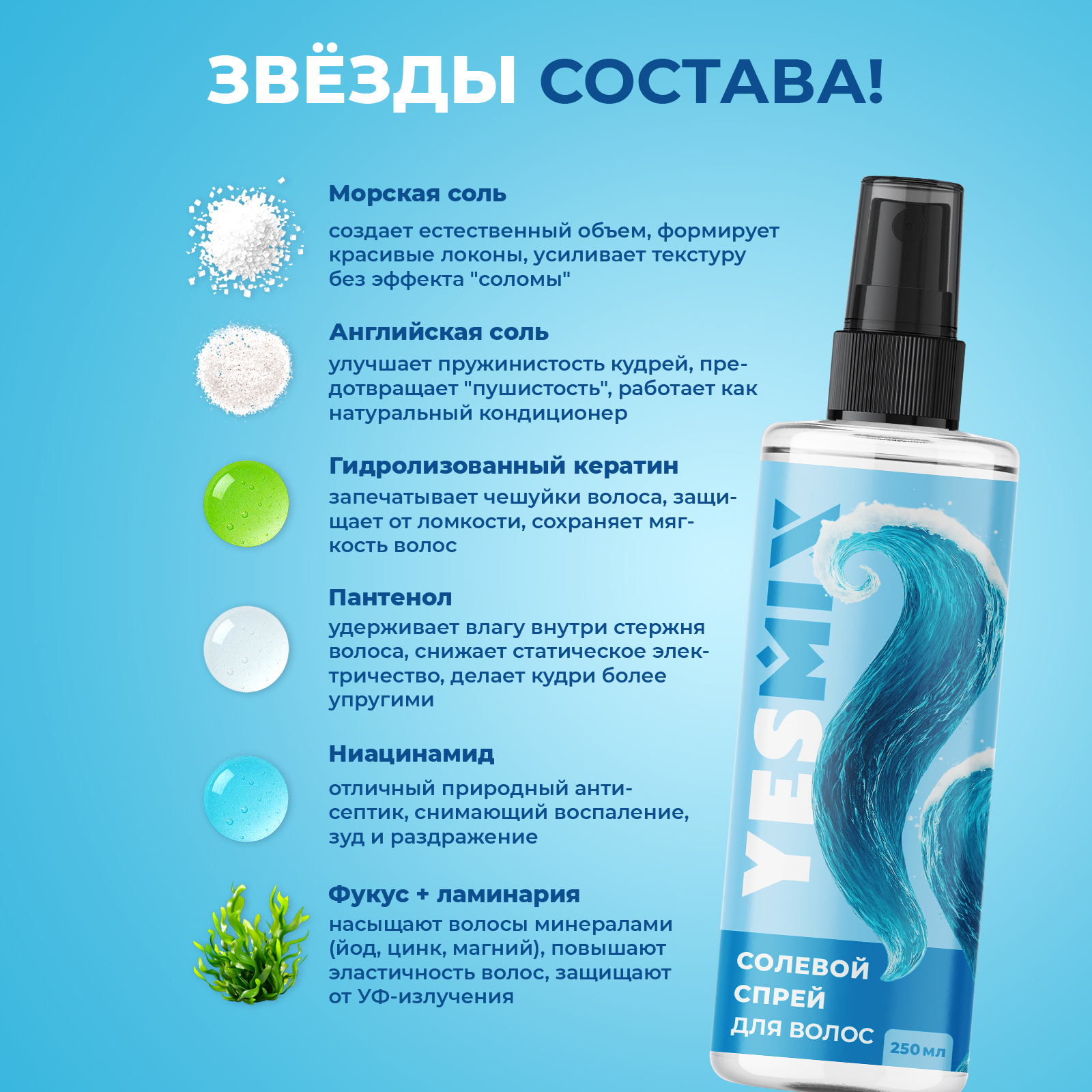 Солевой текстурирующий спрей YesMix 250 мл - фото 5