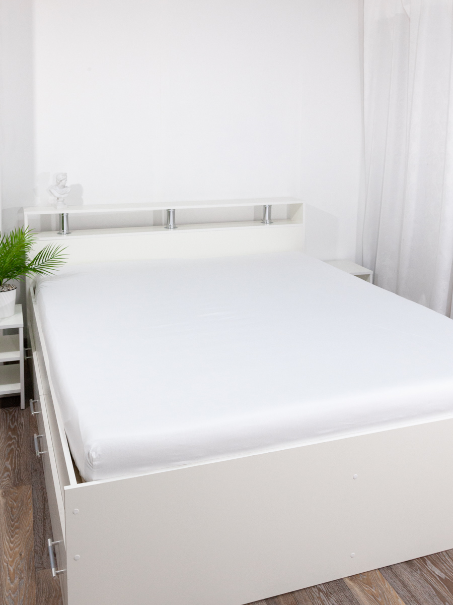 Простыня Wellness Белая 140 x 200 см на резинке 1 шт. - фото 1
