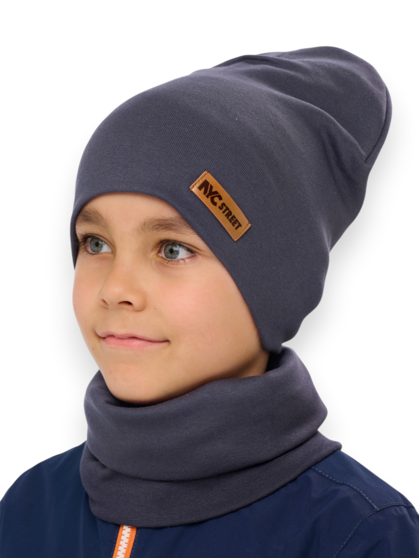 Шапка и снуд NYCkids NYC-H-37-plain-graphit - фото 1