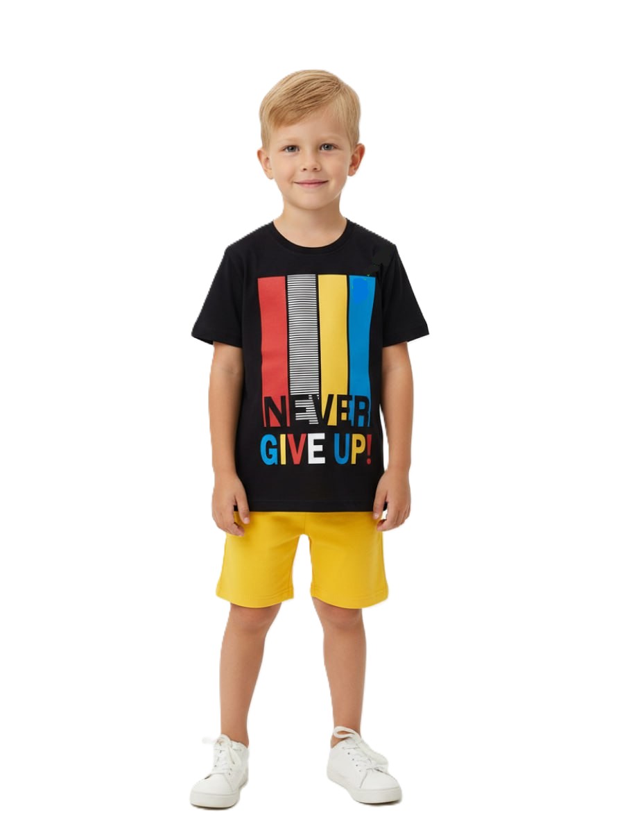 Футболка и шорты VEDDI 683/2к-21-черный/охра/Never - фото 1