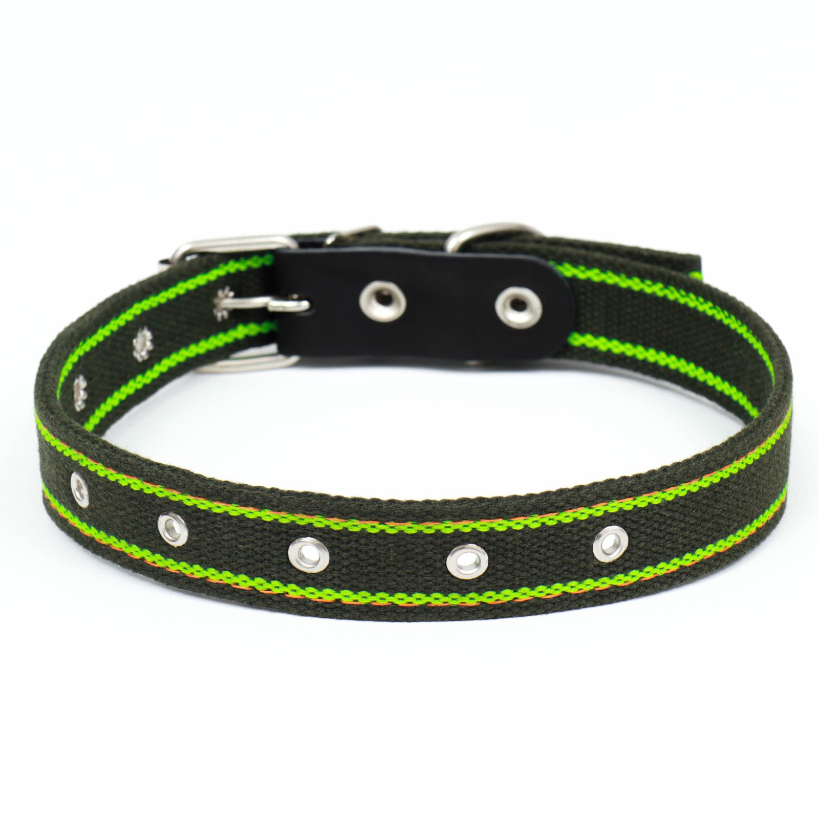 Ошейник Пижон брезентовый щенячий двухслойный 67 х 3 см хаки/зелёный - фото 3