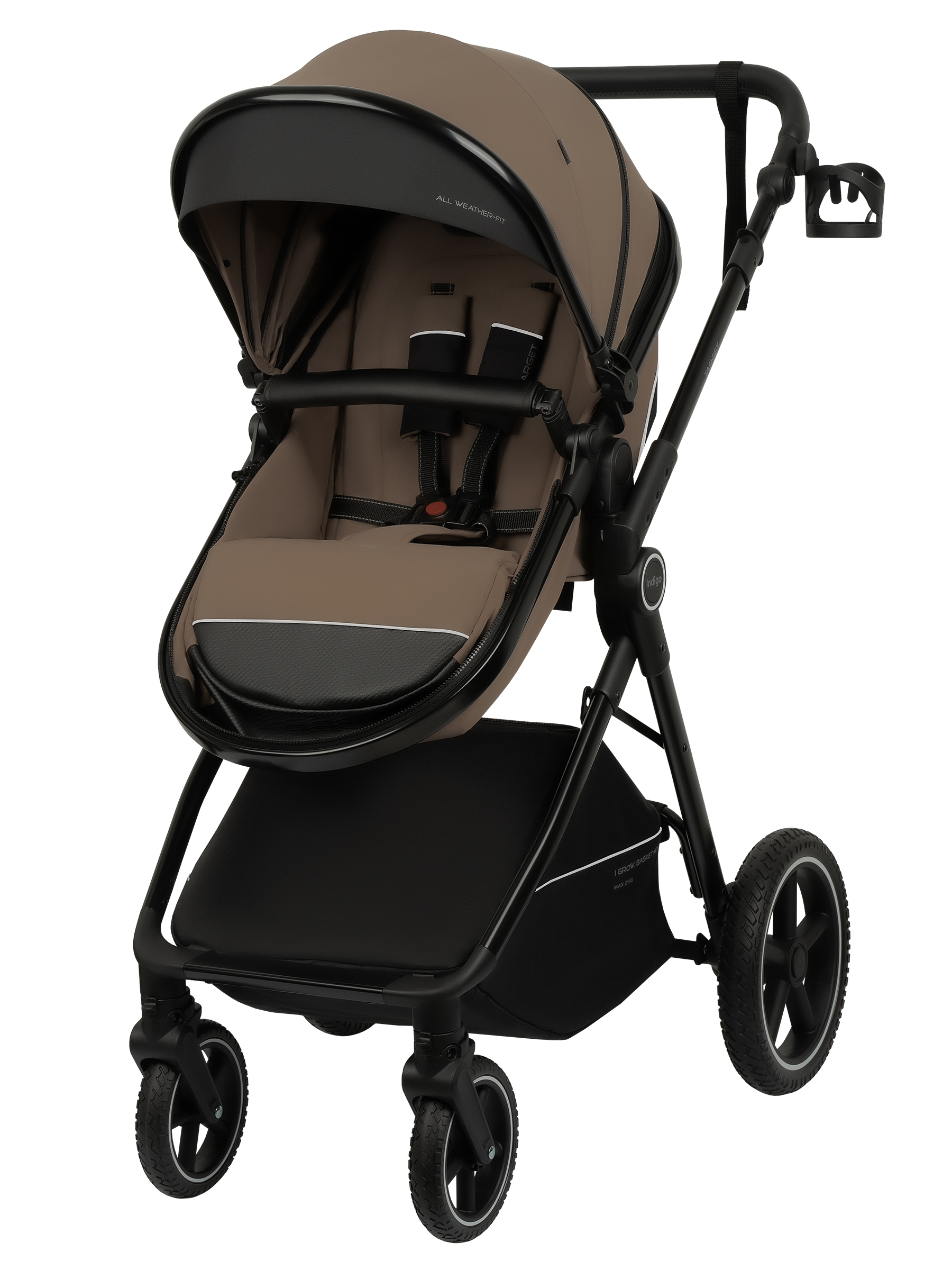 Коляска трансформер Indigo TARGET 3в1 темно-бежевый - фото 24