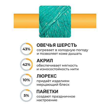 Пряжа ВЯЗЬ для вязания Праздничная 100 гр 160 м 3 мотка 04 зеленый
