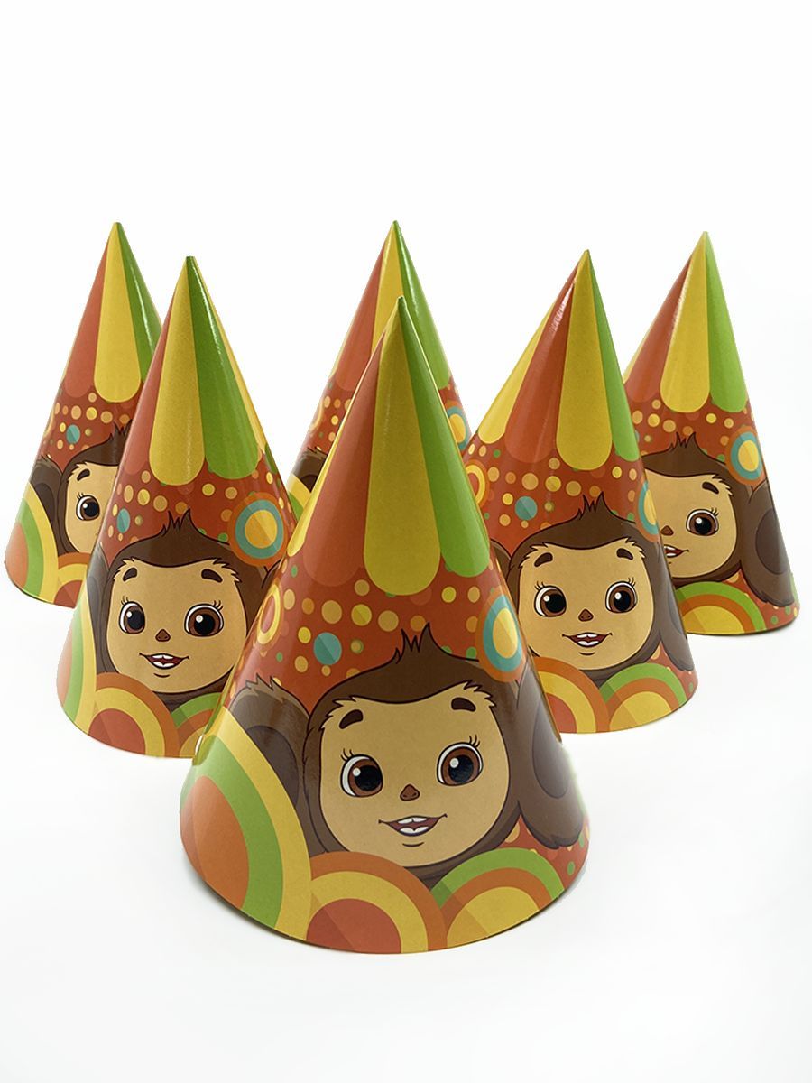 Праздничные колпаки картонные Riota Чебурашка 6 шт - фото 4