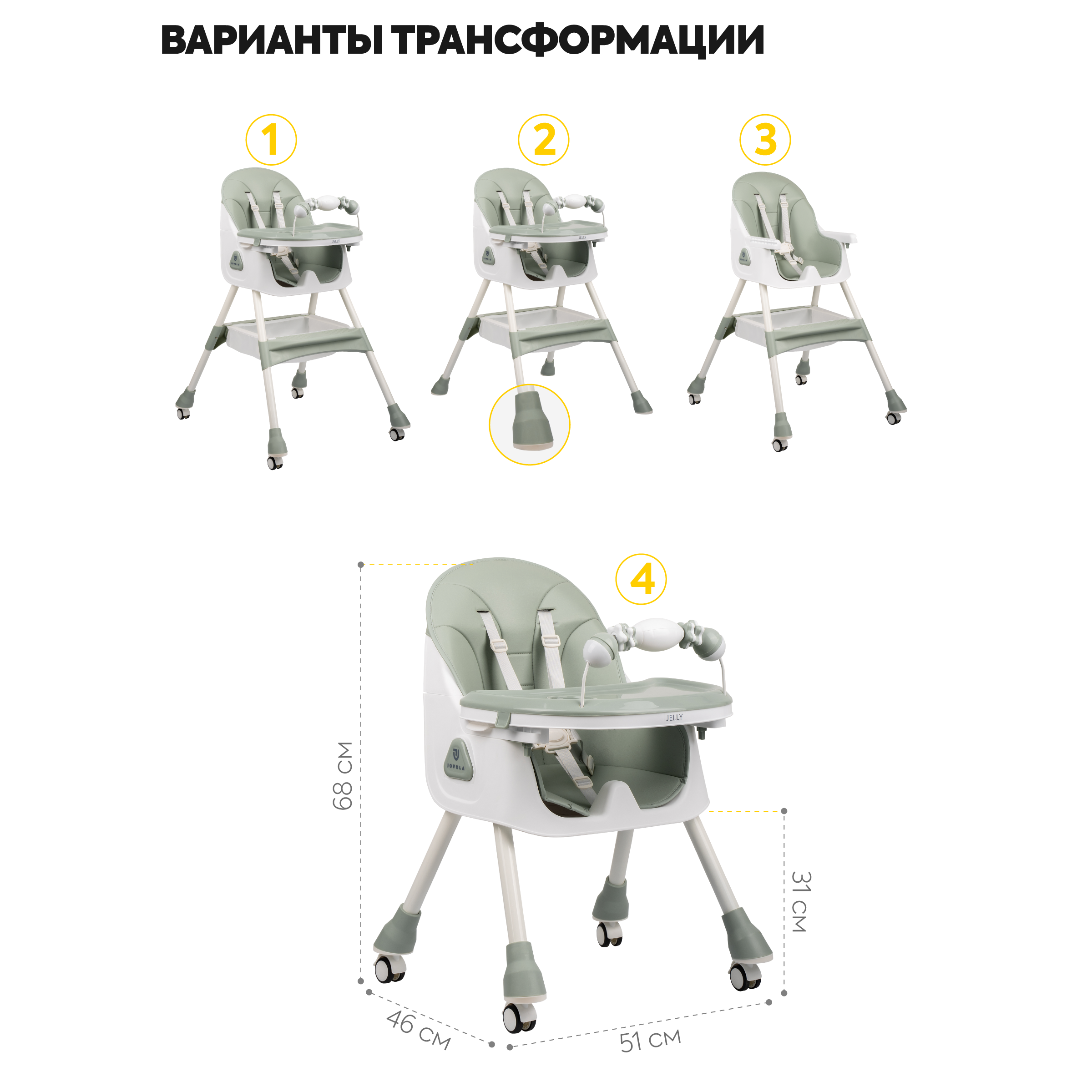 Стульчик для кормления JOVOLA Jelly классический - фото 3