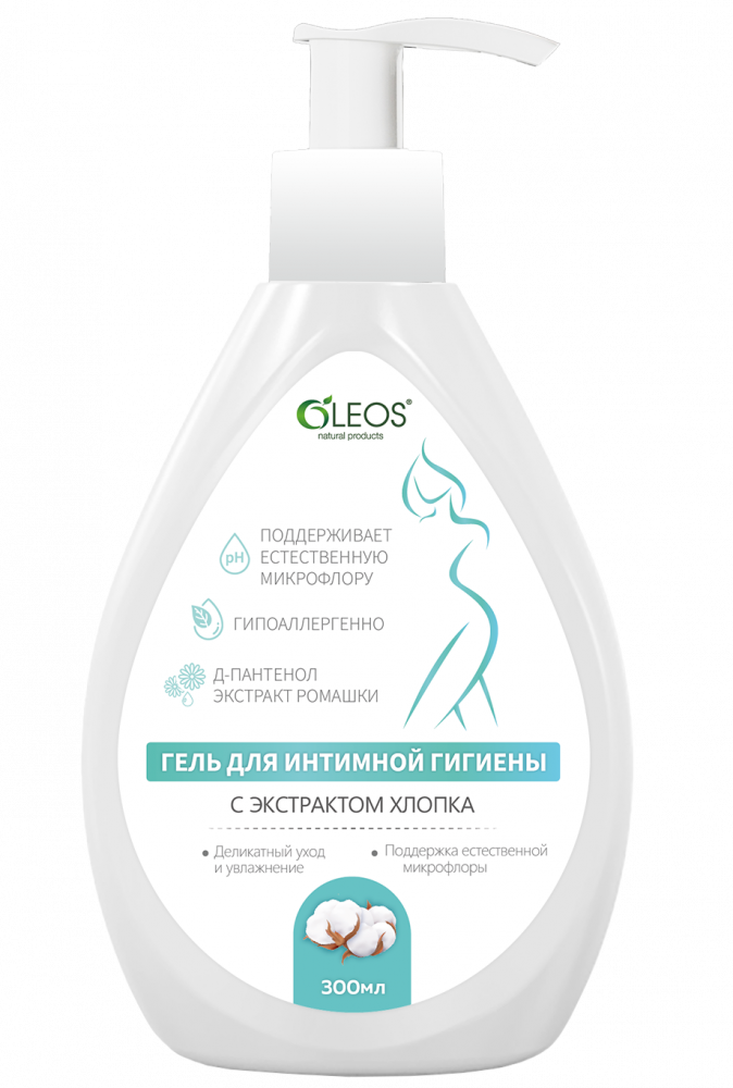 Гель Oleos для интимной гигиены с экстрактом хлопка - фото 1
