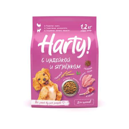 Корм для щенков Harty 1.2кг средних и крупных пород с индейкой и ягненком сухой