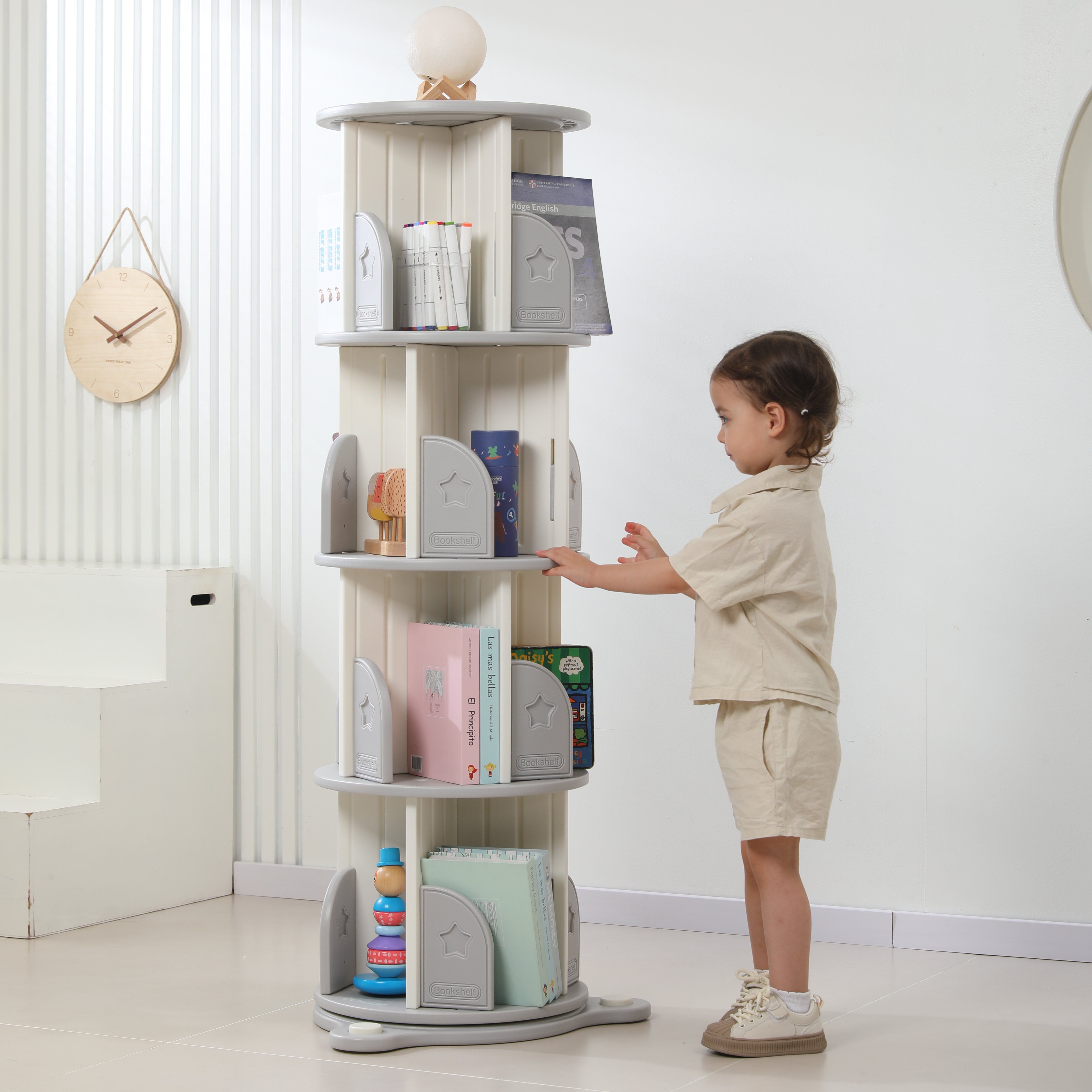 Стеллаж для книг UNIX Kids Star 4 levels Grey - фото 16