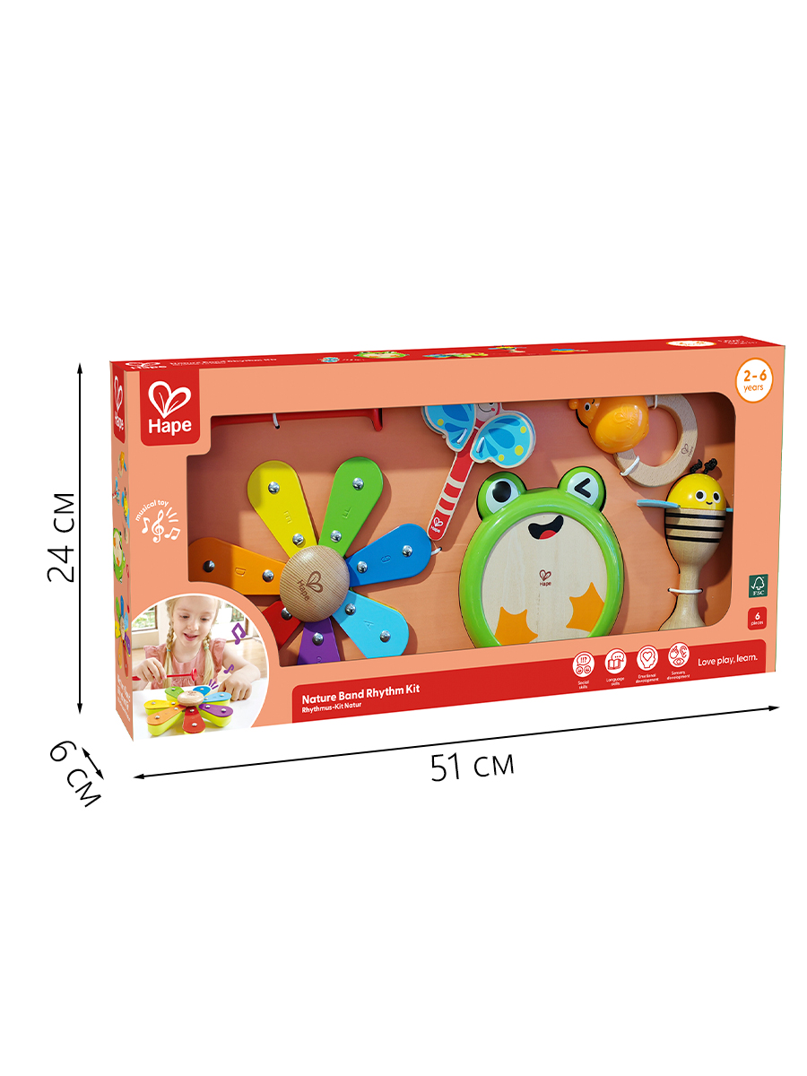 Игрушка музыкальная Hape Набор музыкальных инструментов аксессуар, кастаньеты, ксилофон, бубен - фото 13