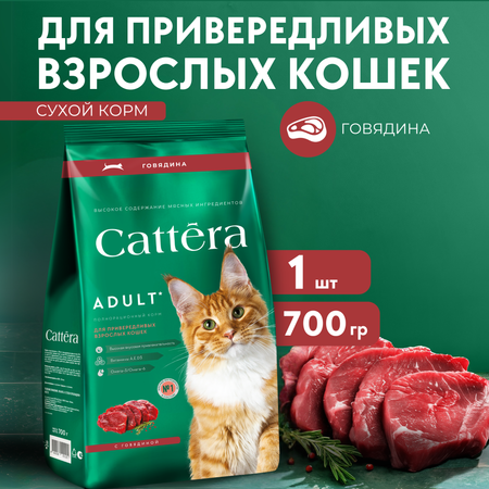 Корм сухой для кошек Cattera полнорационный с говядиной 0,7 кг