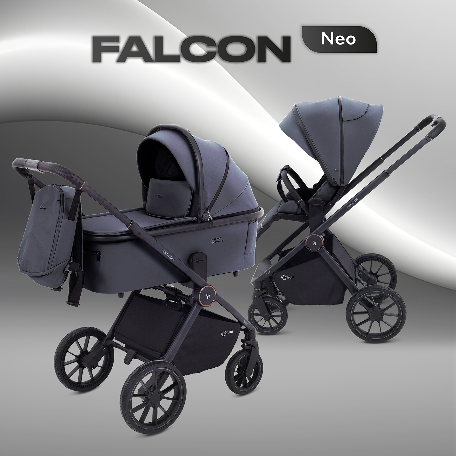 Коляска 2в1 Rant Falcon Neo серый - фото 1