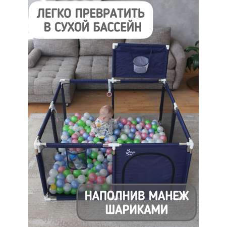 Манеж напольный квадратный Safely and Soft синий