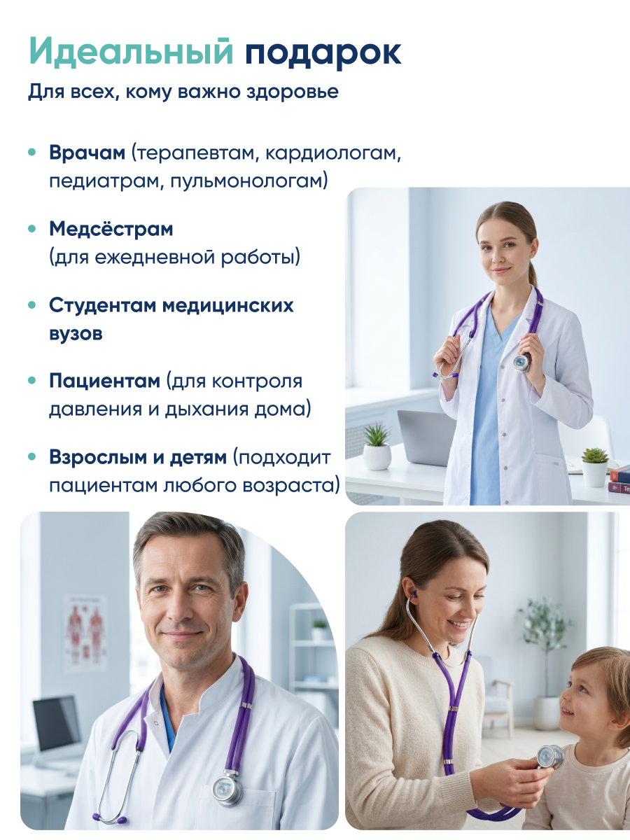Стетофонендоскоп Раппапорт CS MEDICA 421 фиолетовый - фото 10