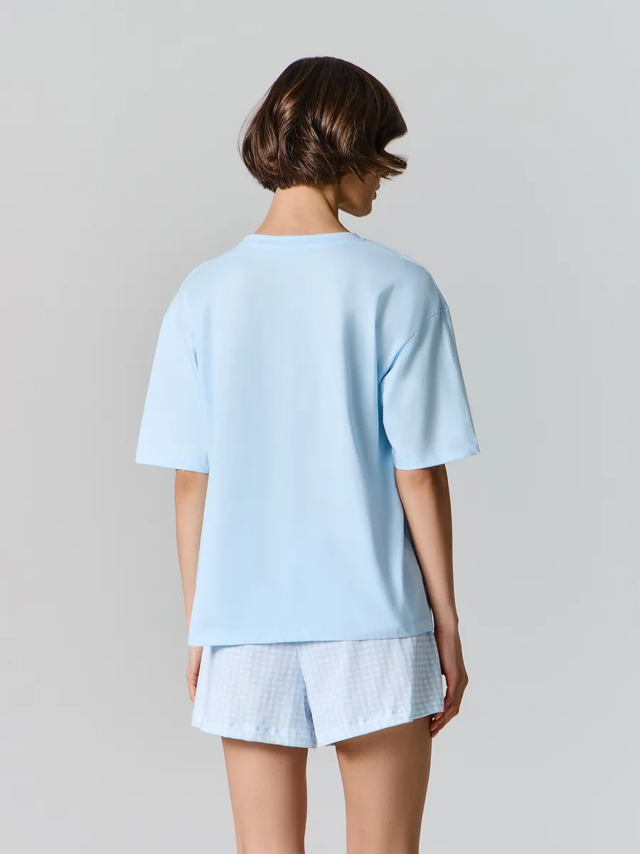 Футболка и шорты Mark Formelle (Марк Формэль) 592591/голубое небо +голубая клетка - фото 3