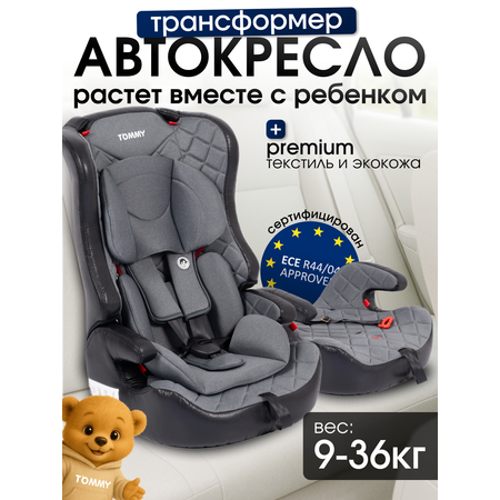 Автокресло TOMMY 1/2/3 (9-36 кг) серый