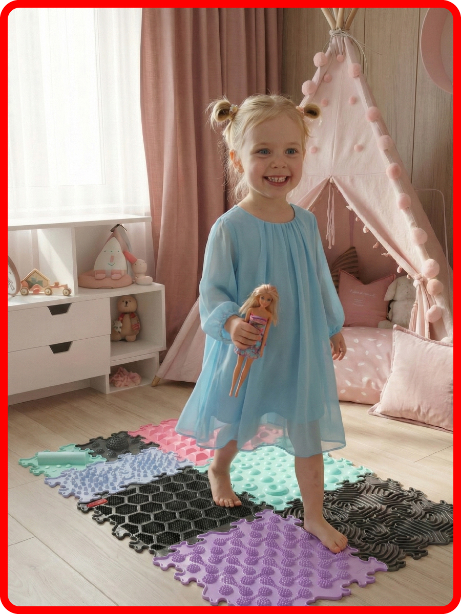 Коврик SPORTO.ONE трансформер Зефир, 9 шт, массажный эффект - фото 6