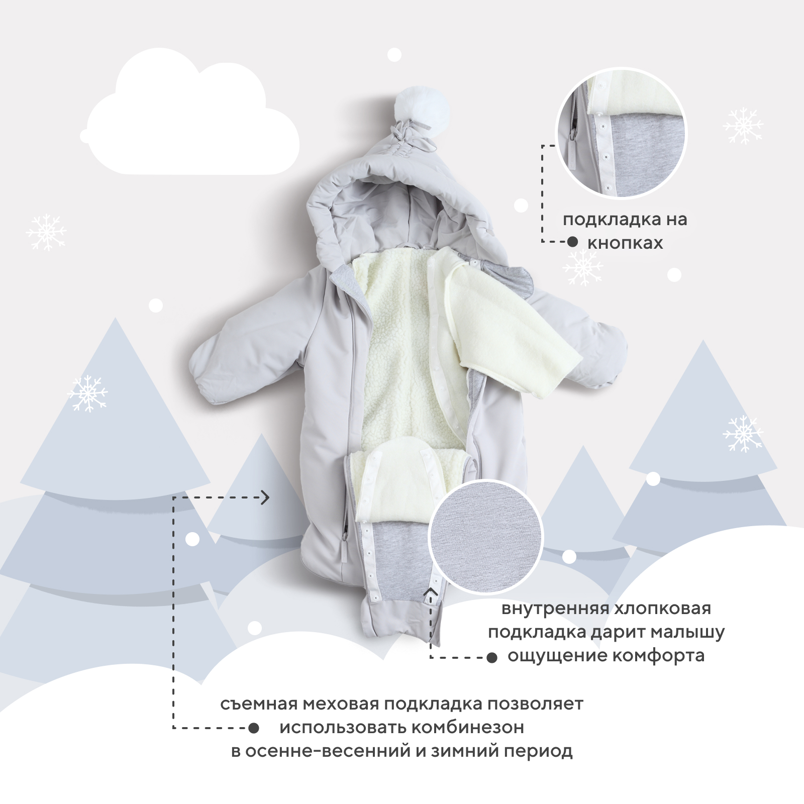 Комбинезон-трансформер Rant light grey 159/4 - фото 4
