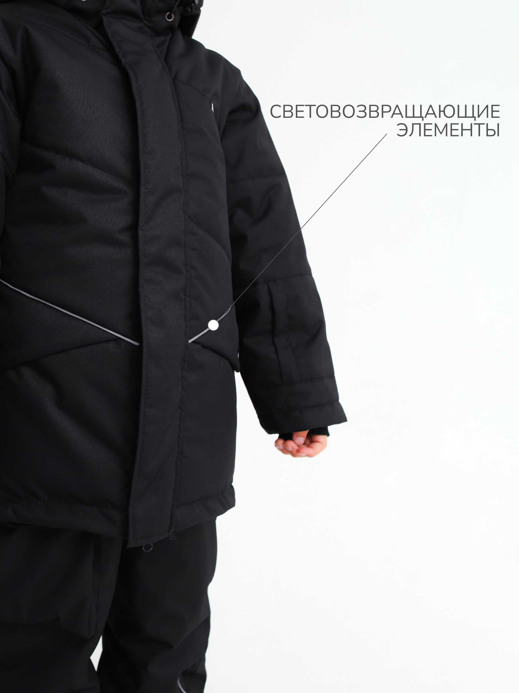 Куртка MINIDINO MDW1-JW016/0Куртка спортивная зимняя Асимметрия черный - фото 5