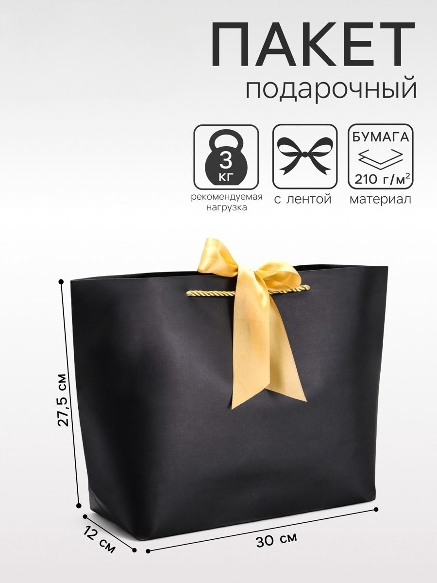 Пакет UPAK LAND подарочный с лентой черный - фото 1