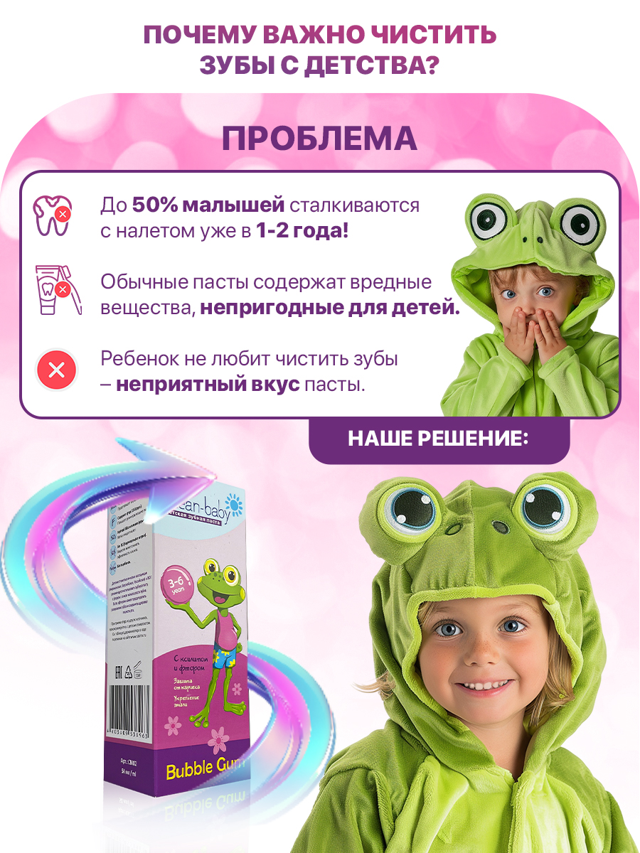 Зубная паста Clean-baby с фтором Жевательная резинка - фото 2