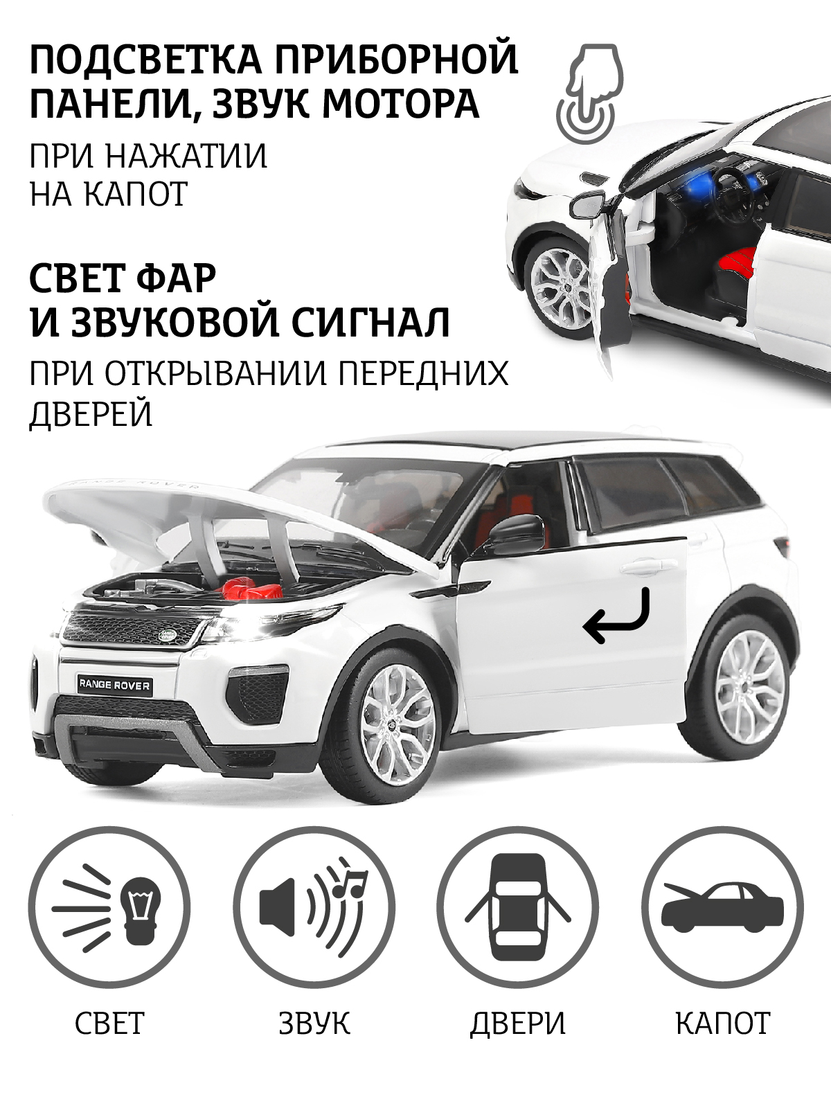 Внедорожник АВТОпанорама Land Rover Range Rover Evoque HSE 1:24 JB1251129 - фото 2