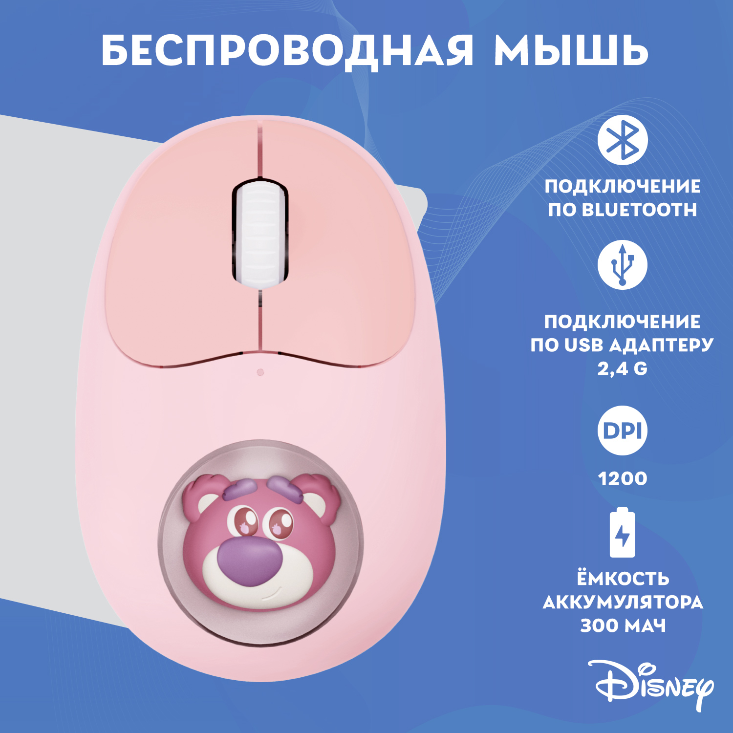 Мышь беспроводная Disney История игрушек Медведь Лотсо QS-MS02 - фото 1