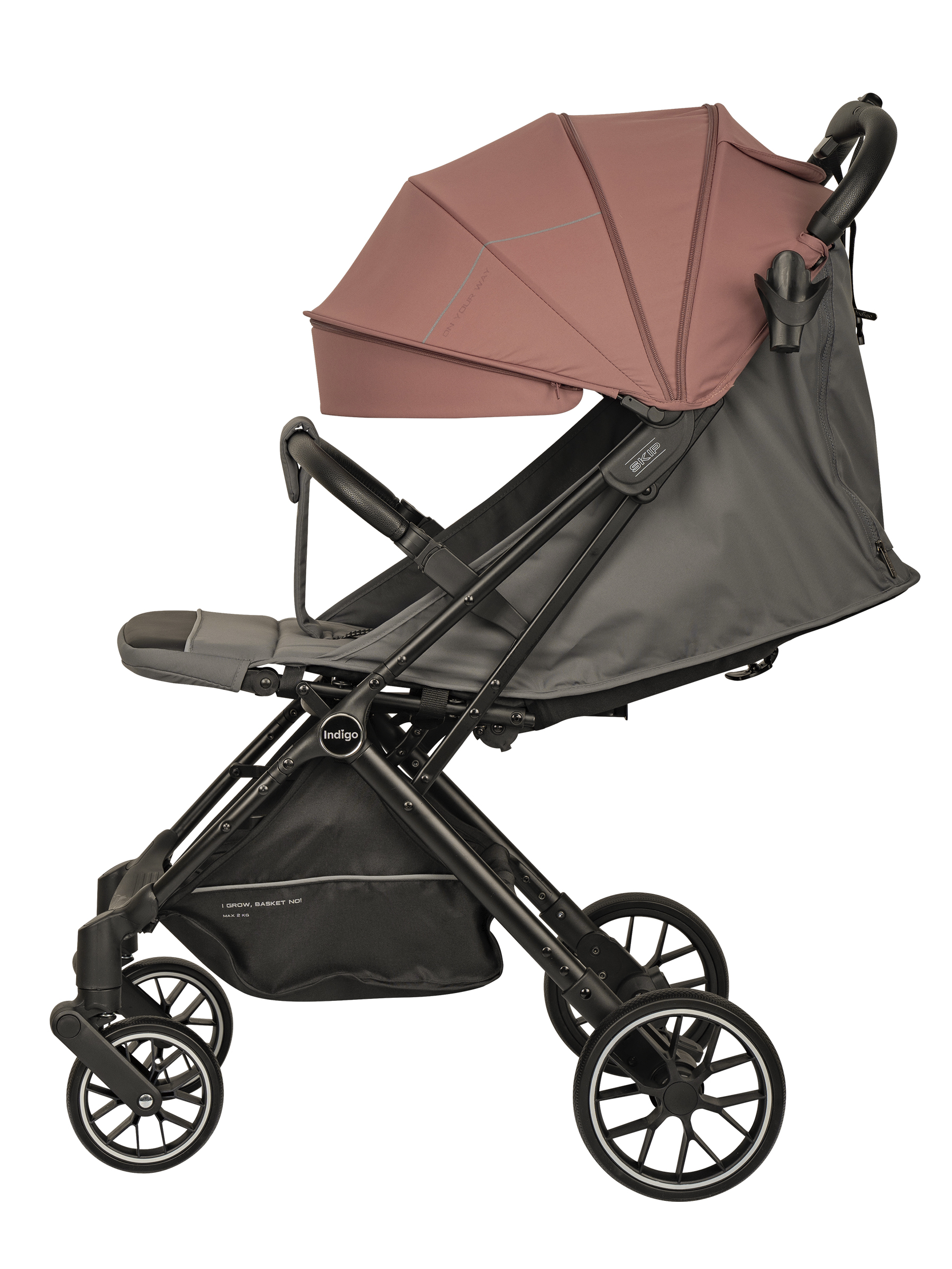 Коляска прогулочная Indigo Skip для путешествий, розовый розовый - фото 16