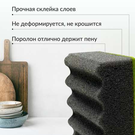 Губки для мытья посуды Jundo Dish Sponges Profi Grill 4 шт поролон черные
