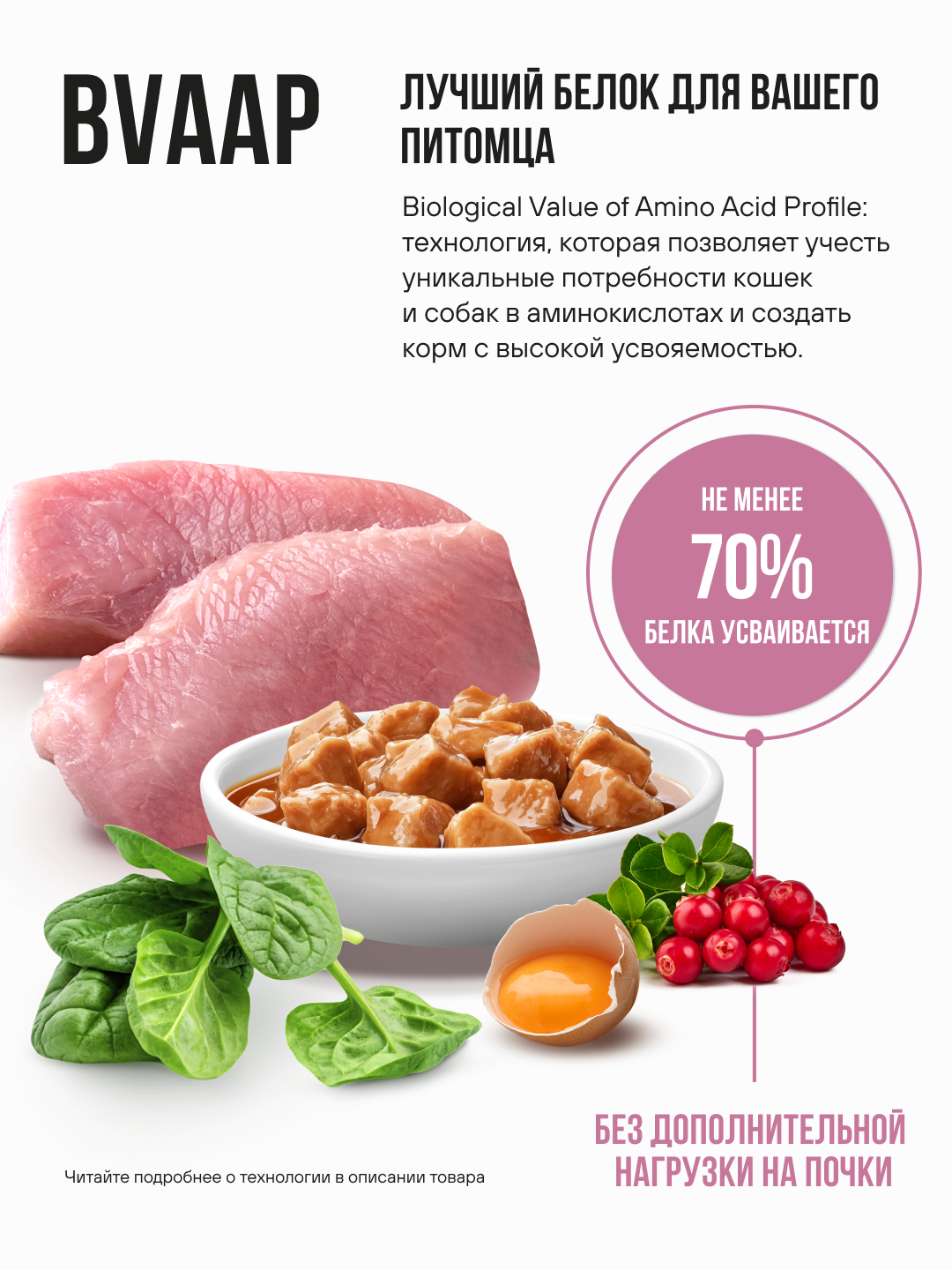 Полнорационный влажный корм BOWL WOW в соусе для здоровой кожи и шерсти кошек с индейкой и шпинатом 85г - фото 4