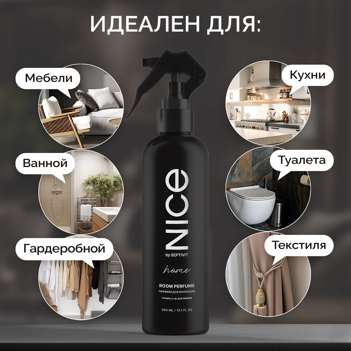 Освежитель для дома NICE by Septivit Black Pepper 300мл - фото 4