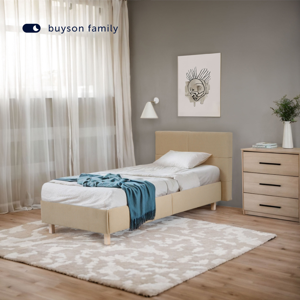 Односпальная кровать buyson BuyGlory 200х90 бежевая микровелюр - фото 10