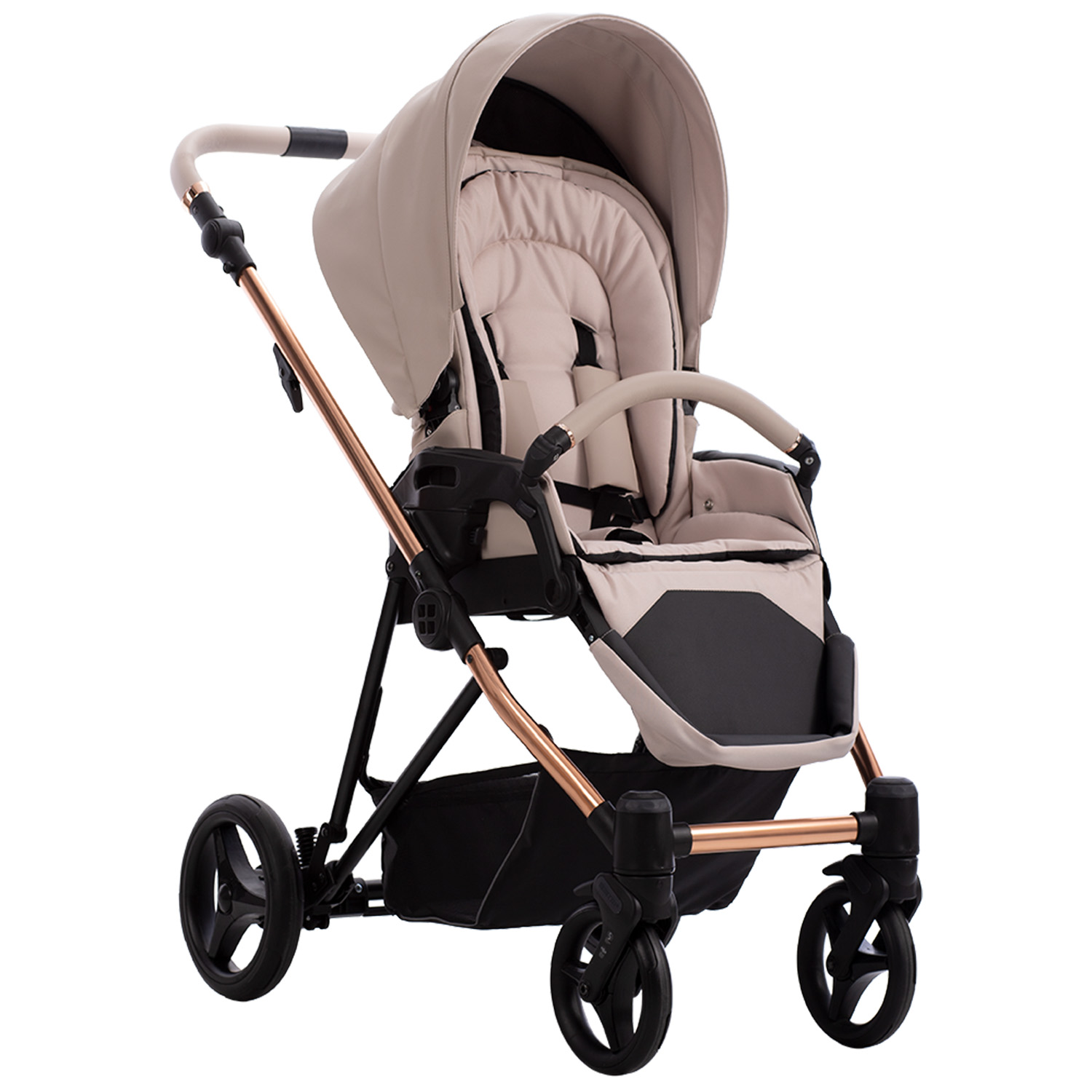 Коляска 2в1 Bebetto Yoddi Premium Class бежевый - фото 4