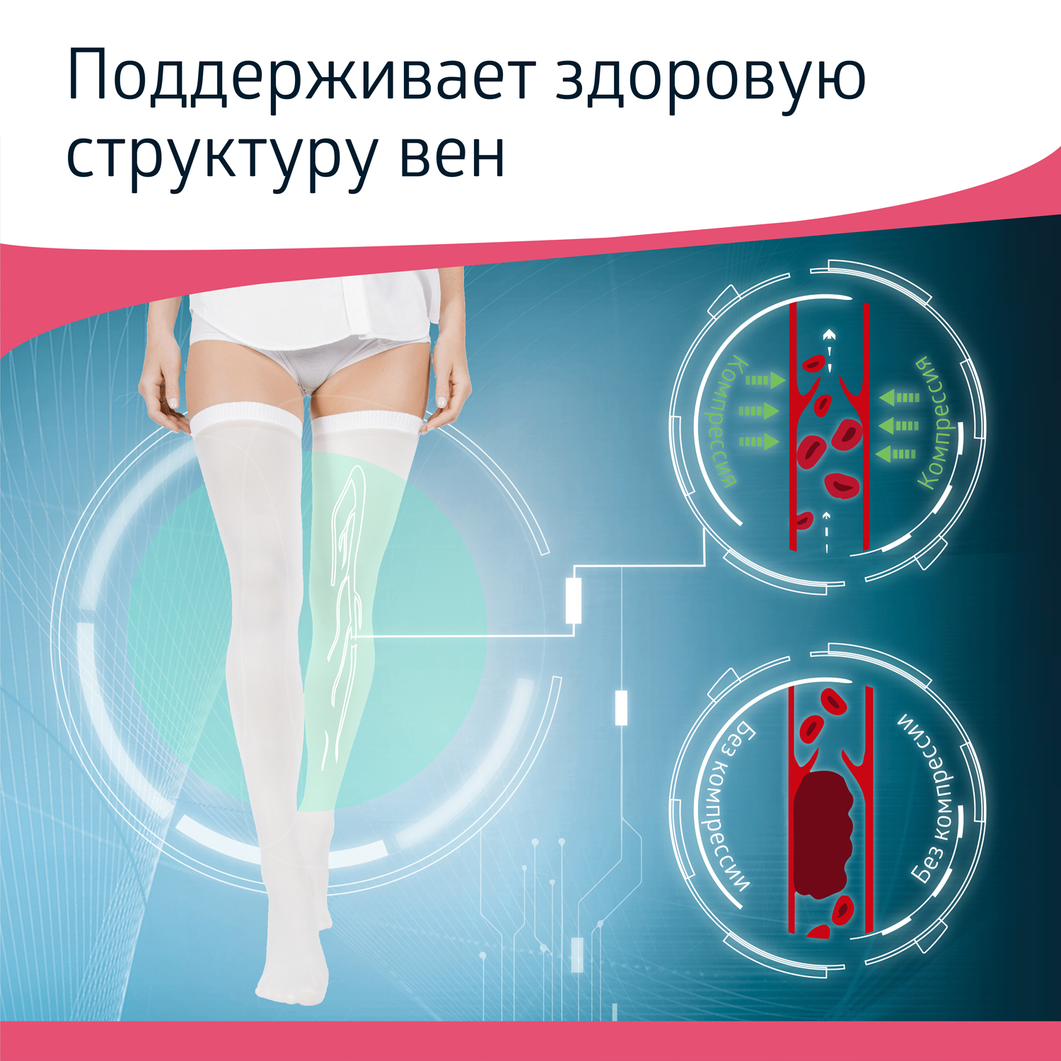 Чулки B.Well JW-216 размер 1 White антиэмболические госпитальные 1 класс компрессии гипоаллергенные - фото 11