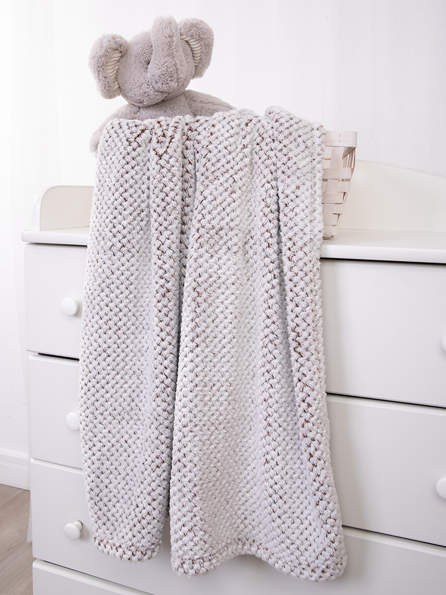 Плед в кроватку Baby Nice Micro Velur Жаккард 100х118 коричневый,белый - фото 3