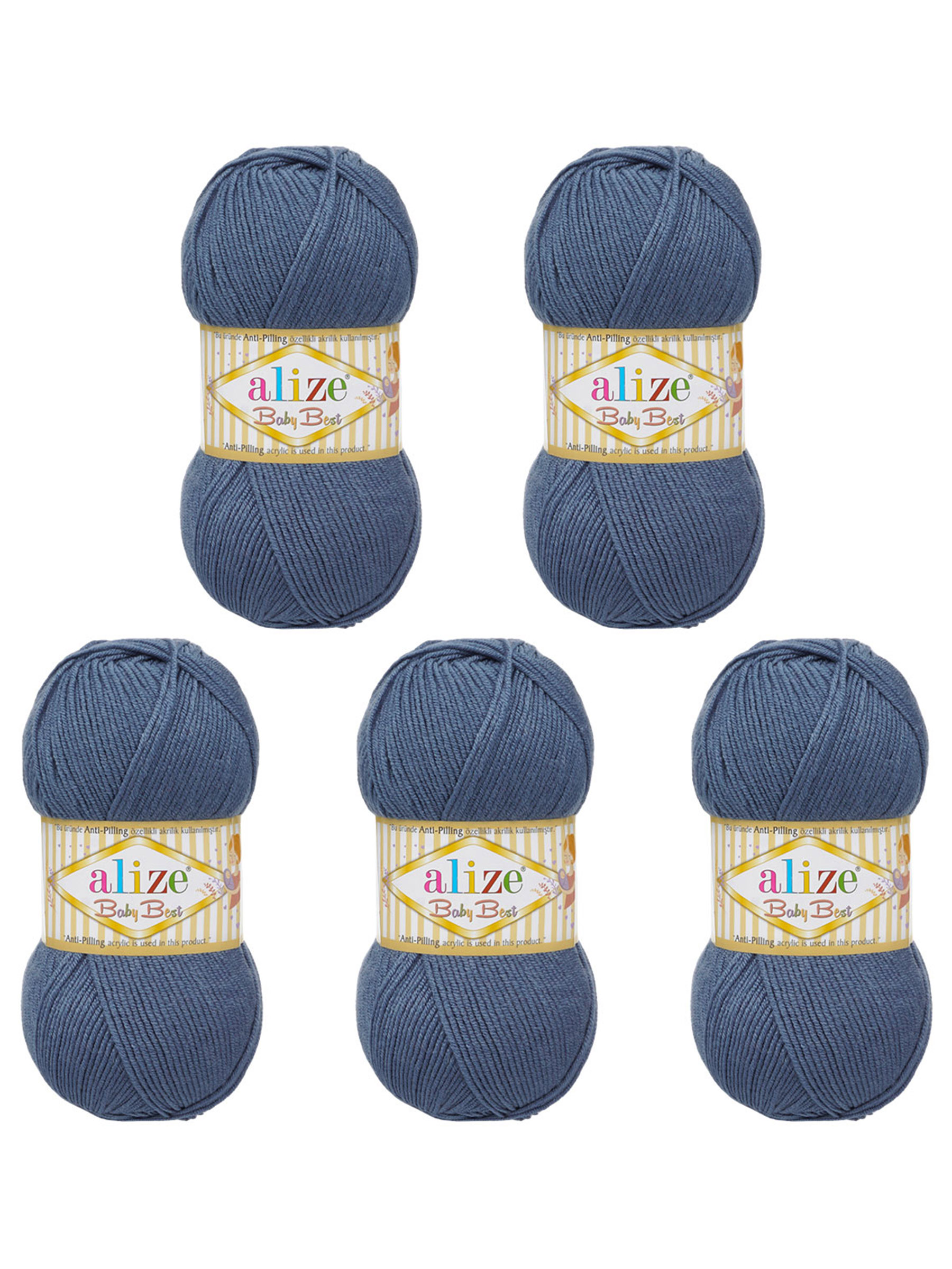 Пряжа для вязания Alize baby best бамбук акрил с эффектом антипиллинг 100 г 240 м 418 светлый индиго 5 мотков - фото 5