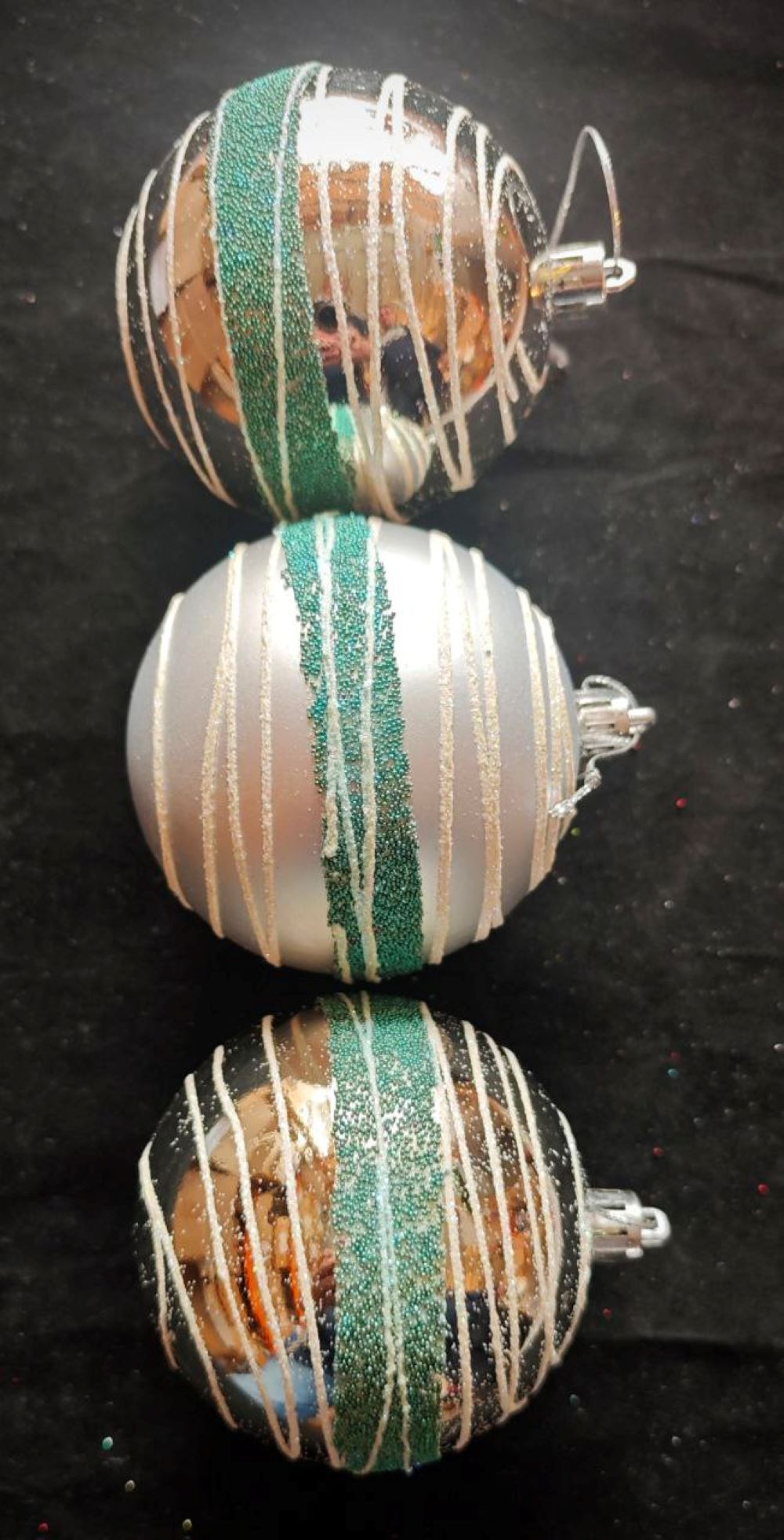 Набор Шаров 8см (3шт) (зеребро) Магия праздника NY132 - фото 1