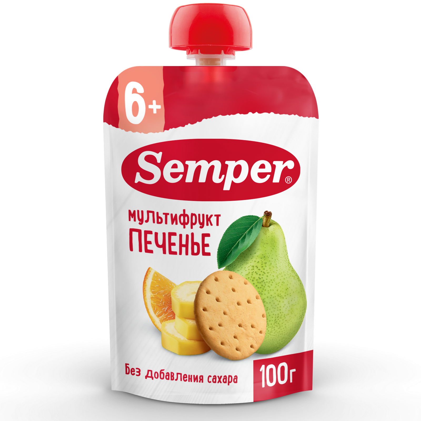 Пюре Semper Мультифрукт с печеньем с 6 мес 100 г - фото 1
