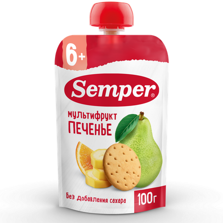 Пюре Semper Мультифрукт с печеньем с 6 мес 100 г