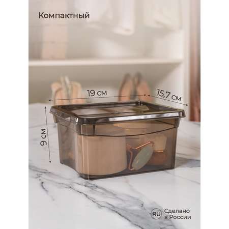 Ящик для хранения Econova Кристалл 4шт (19х15.7х9см) по 2л коричневый