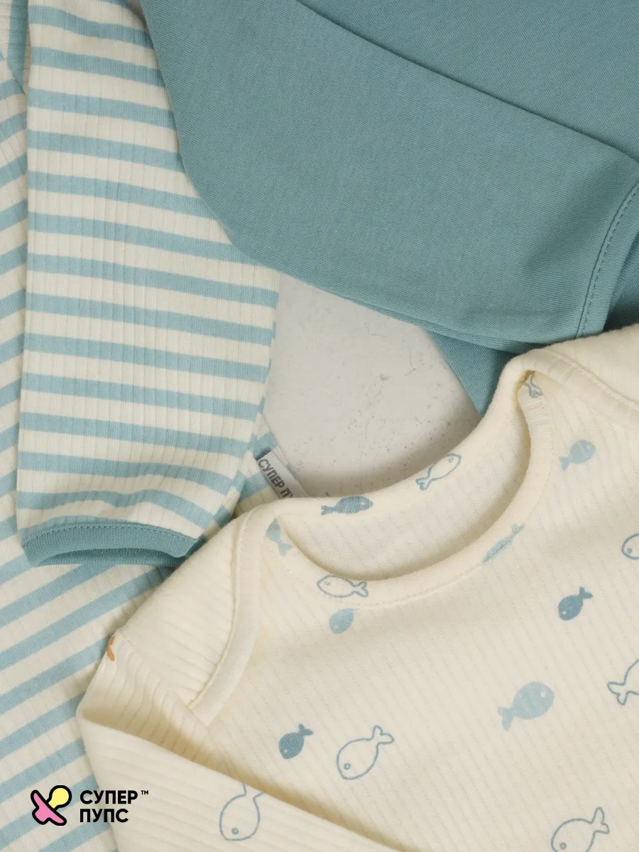 Боди 3 шт Супер Пупс нбр/3пр/бд/sk20/полоска/рыбки - фото 19