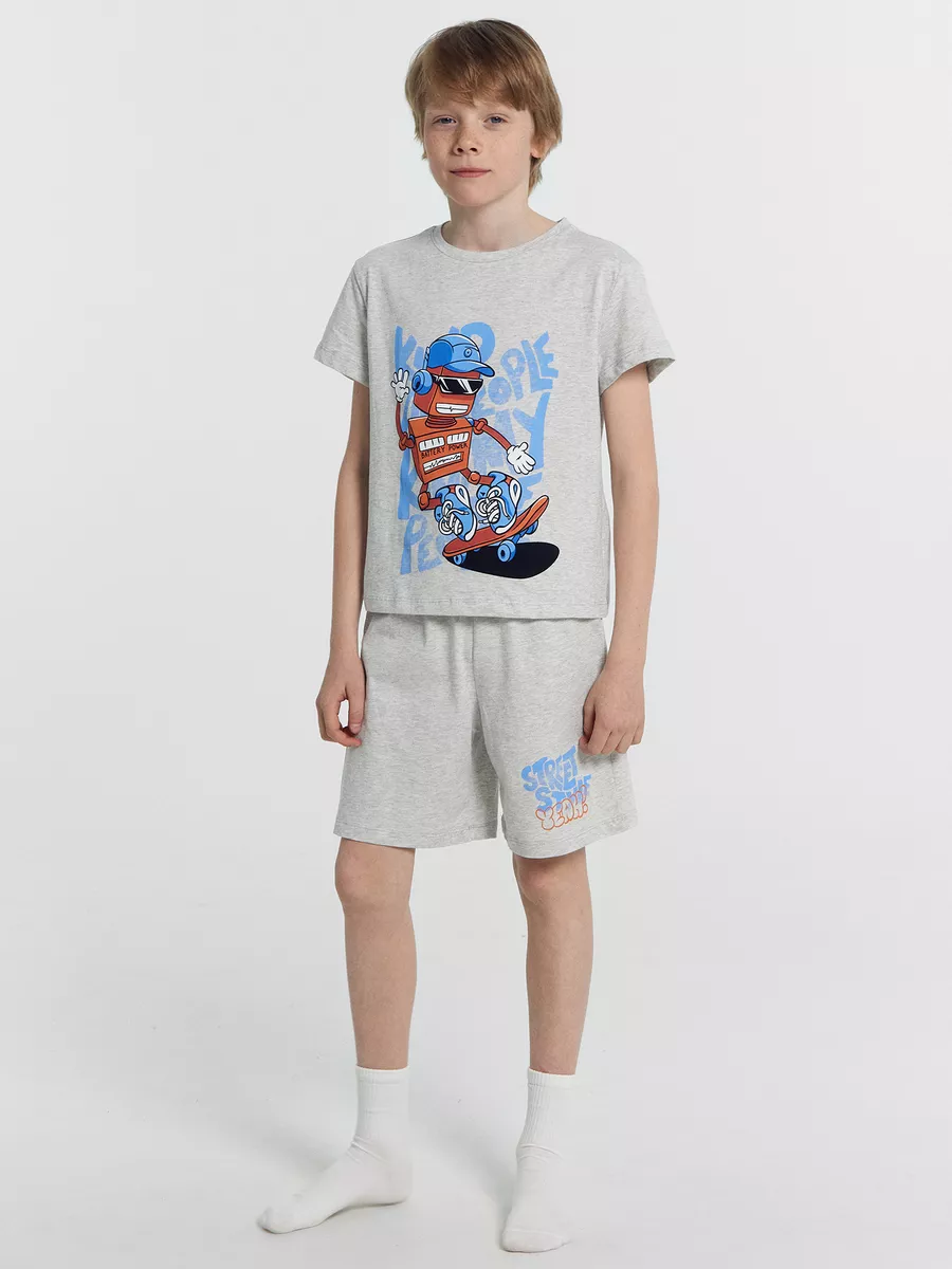 Пижама Mark Formelle (Марк Формэль) 563322-1/серый меланж 4306-А +печать - фото 1