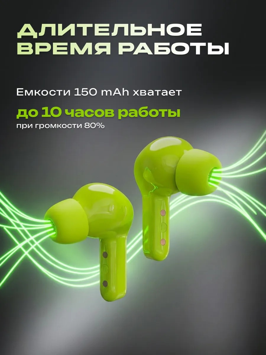 Наушники TWS More Choice Green - фото 4